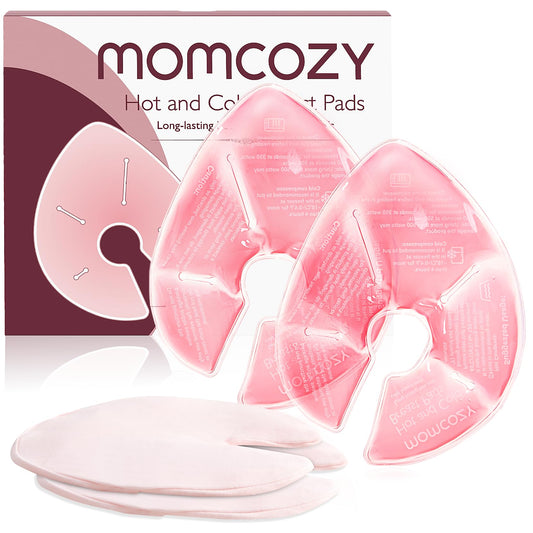 Momcozy Larger Breast Therapy Packs: Hot and Cold Breast Pads with 2 Soft Covers