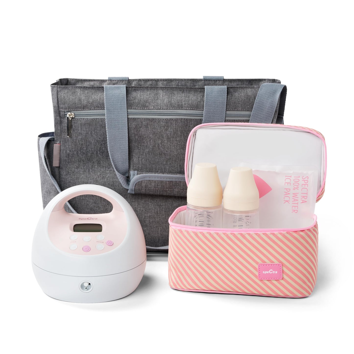 Spectra - S2 Plus Electric Breast Milk Pump with Tote Bag Bottles and Cooler for Baby Feeding