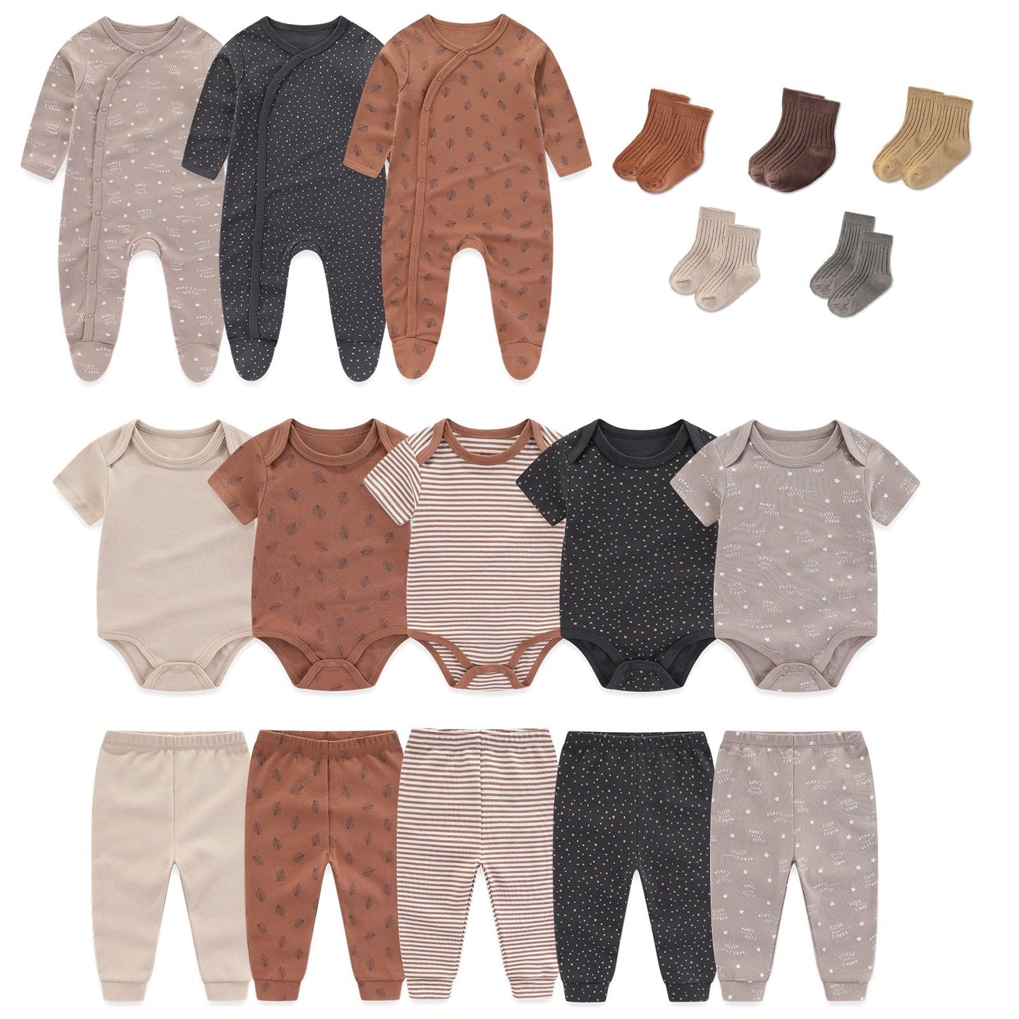 18 piece Cotton Layette Unisex Newborn (0-3m) in Sandy Neutrals