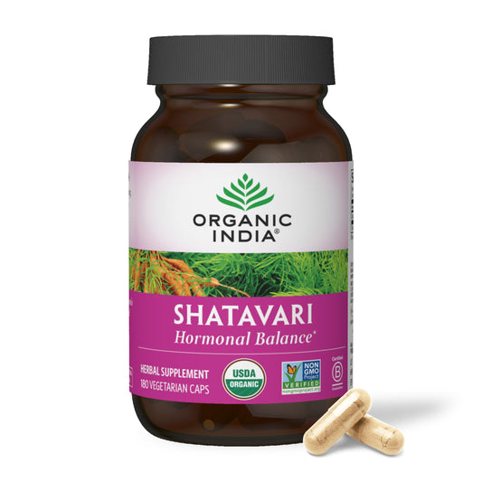 ORGANIC INDIA Shatavari Capsules - Herbal Supplement Supports Hormonal Balance Immune System Support Vegan Gluten-Free USDA Organic Supports Reproductive Health - 180 Capsules