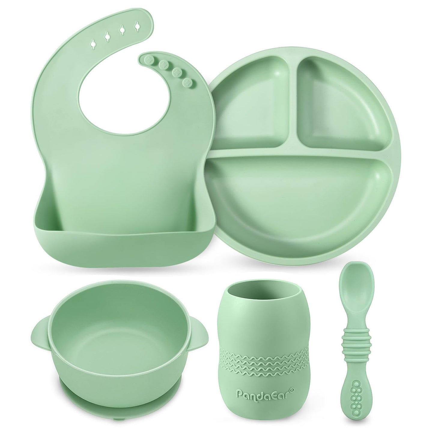 Silicone Baby Feeding Set 6-12 Months in Sweet Baby Green